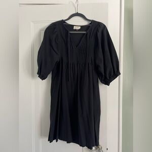 Black puff sleeve mini dress